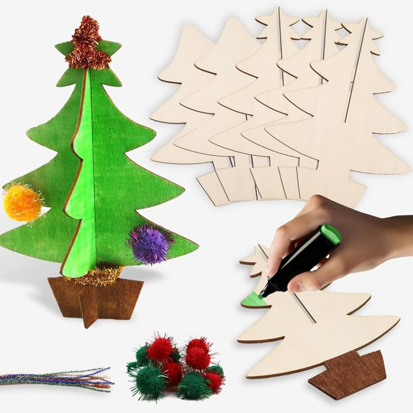 Meigoss Pack of  D Christmas Tree Crafts, Craft Set Christmas