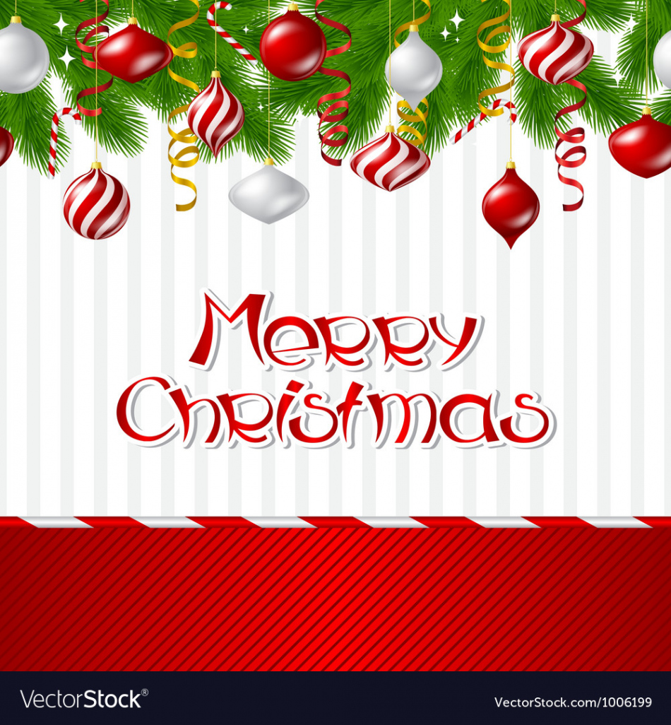 Merry christmas background with glossy balls Vector Image