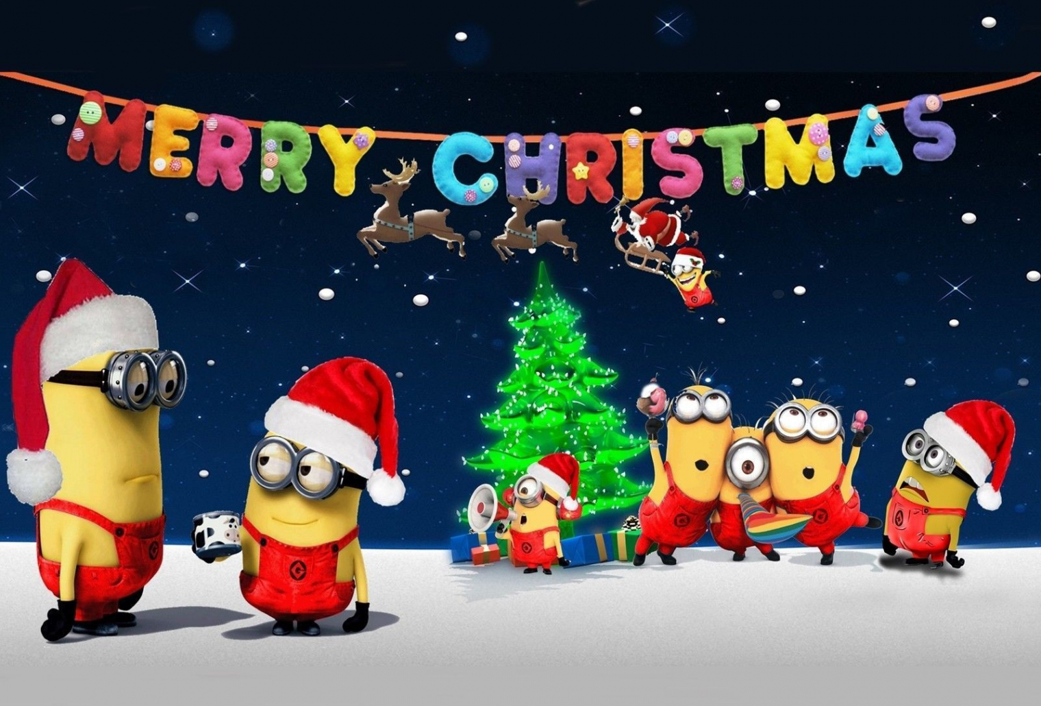 minions christmas desktop tablet wallpaper