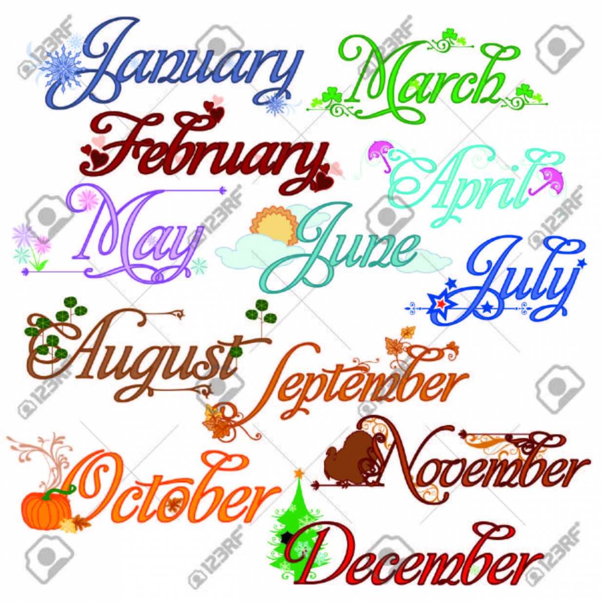 Monthly Calendar Titles Royalty Free SVG, Cliparts, Vectors, and