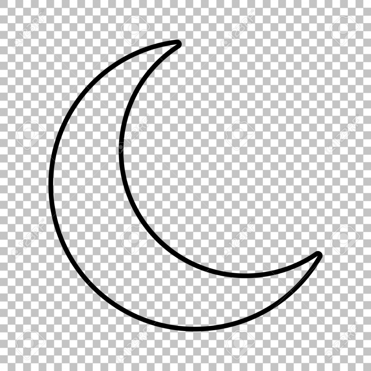 Moon Line Vector Icon On Transparent Background Royalty Free SVG