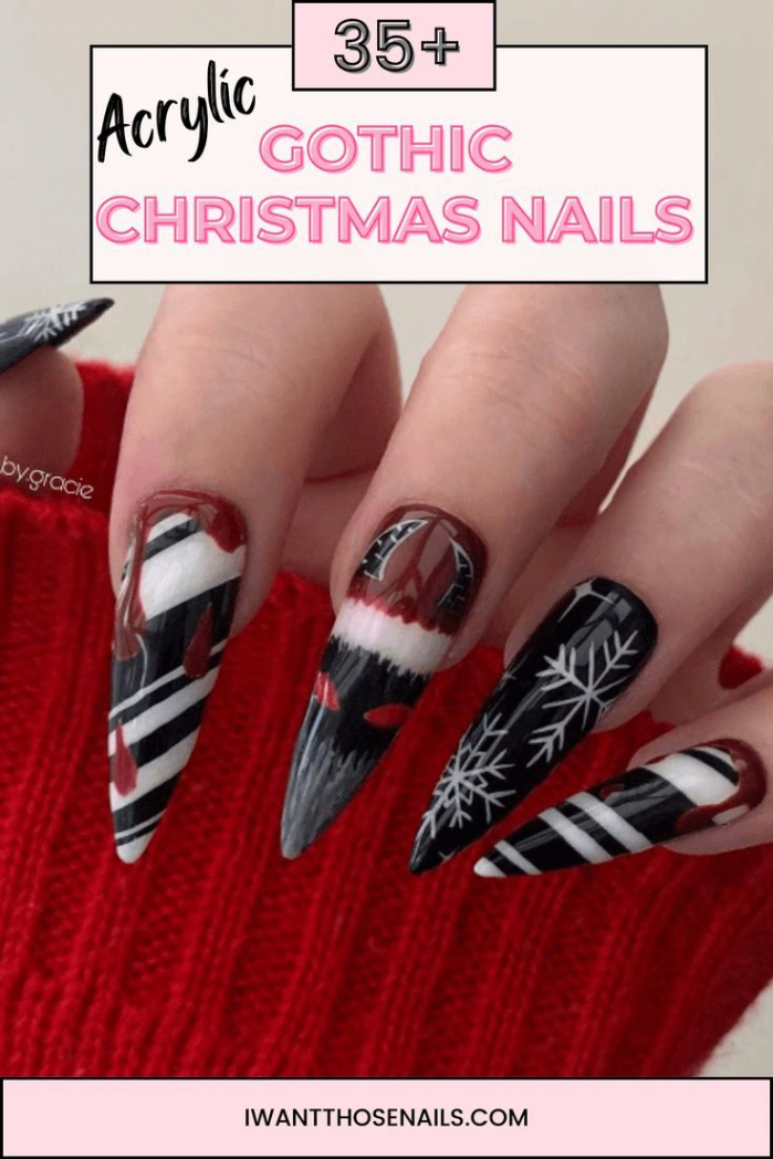 Nail the Holidays with These Dazzling Gothic Christmas Acrylic