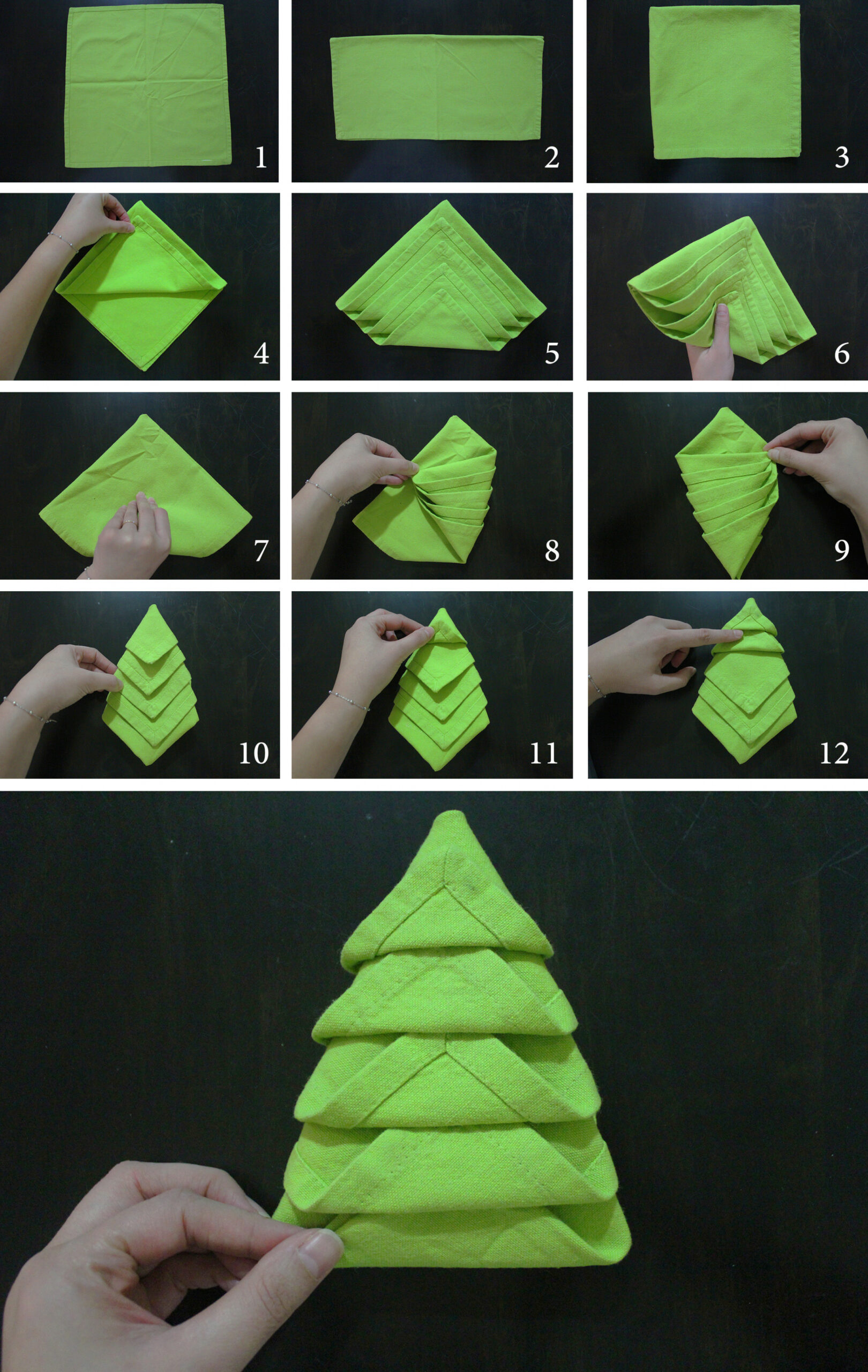 Napkin folding christmas tree  marmite et ponpon