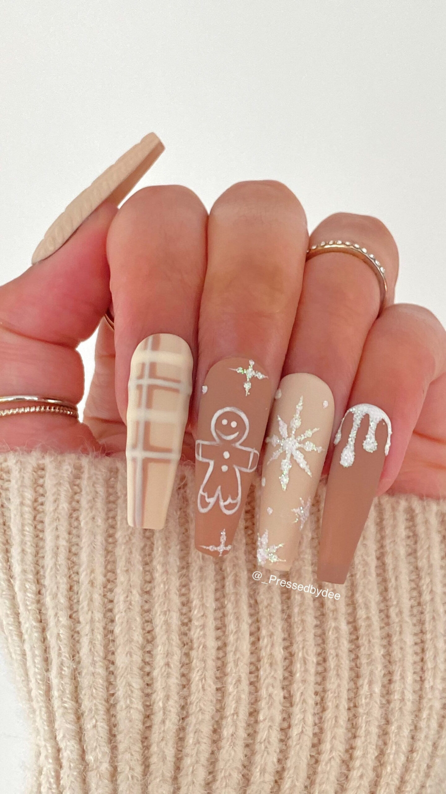 Nude Christmas Nails Lebkuchen Weihnachtsnägel Press on - Etsy