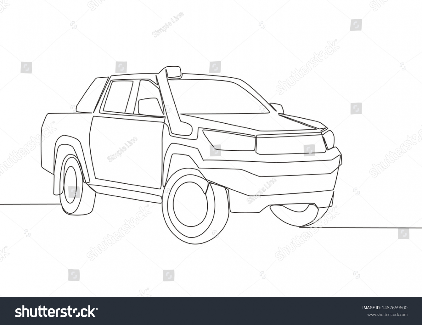 One Line Drawing x Wheel Drive Stock Vector (Royalty Free