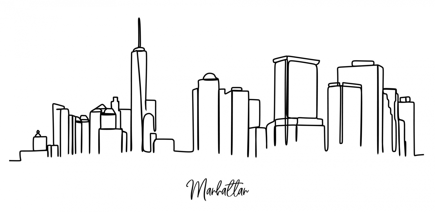 One single line drawing New York city skyline United States