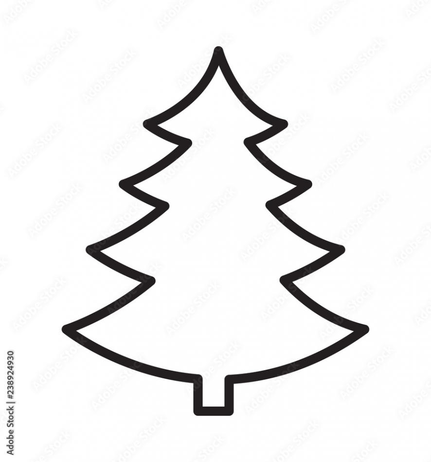 Outline Christmas tree vector silhouette icon flat isolated on