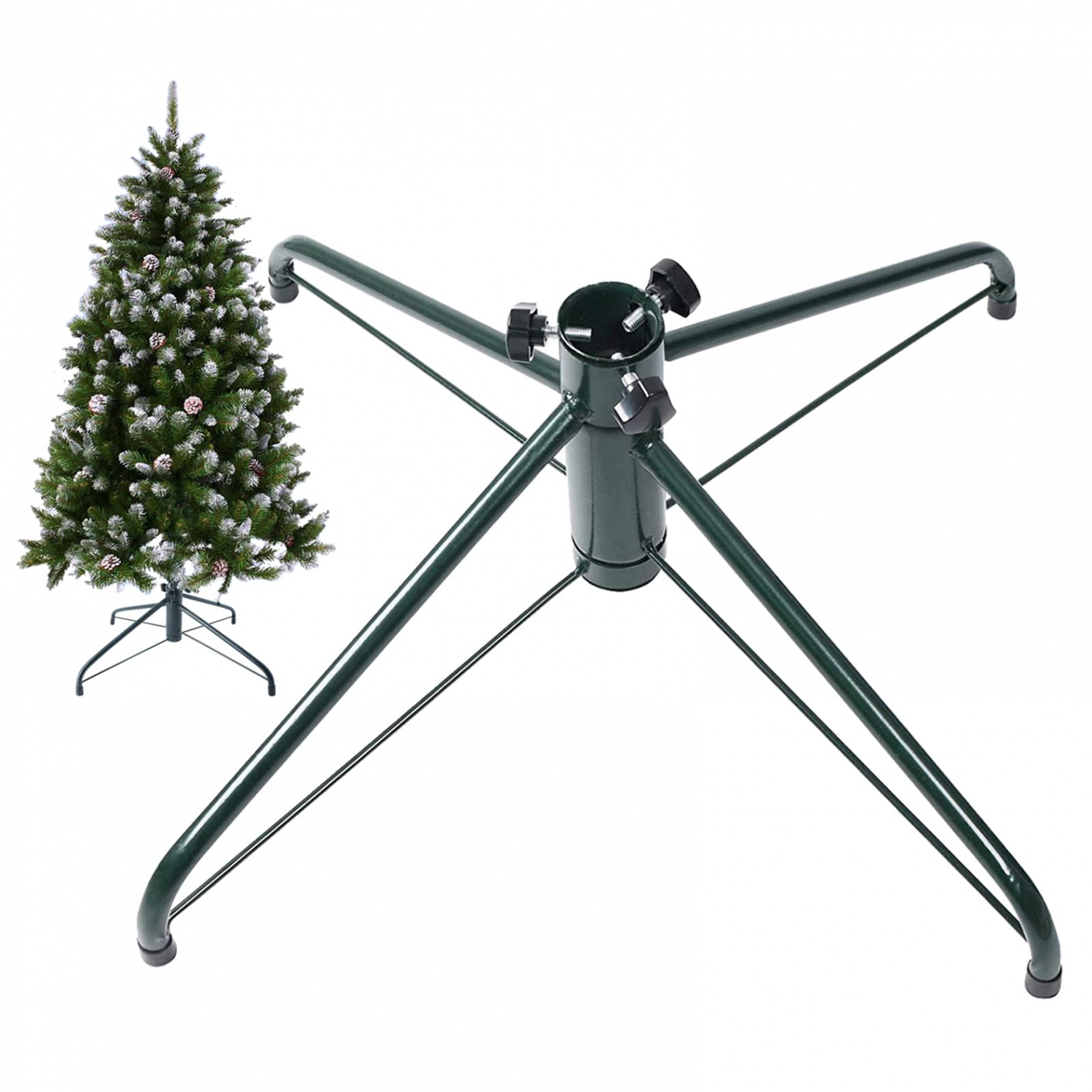 Ouvin Christmas Tree Stand,  Feet, Metal Bracket, Rubber Feet and Thumb  Screw  Green