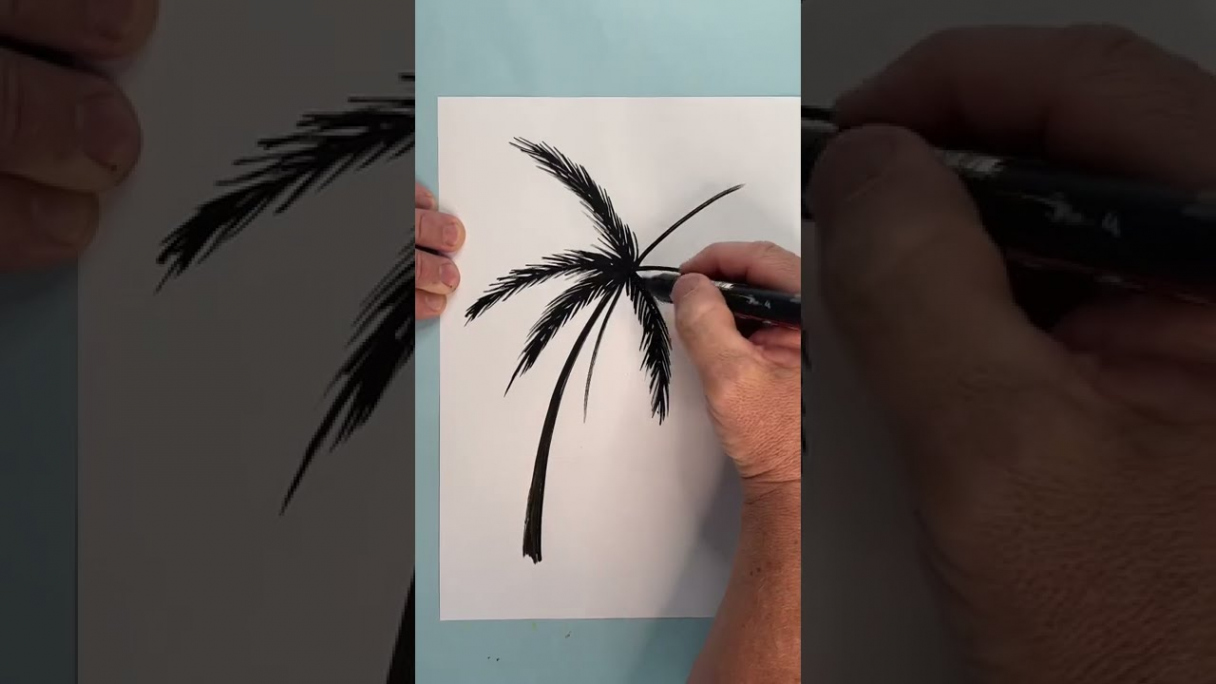 Palm Tree using Posca Marker #shorts - YouTube