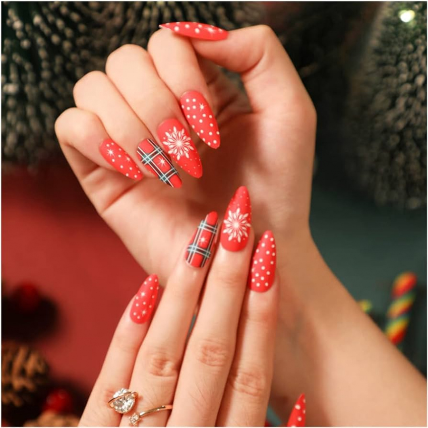 Pieces Christmas Artificial Nails Set Press On With Designs