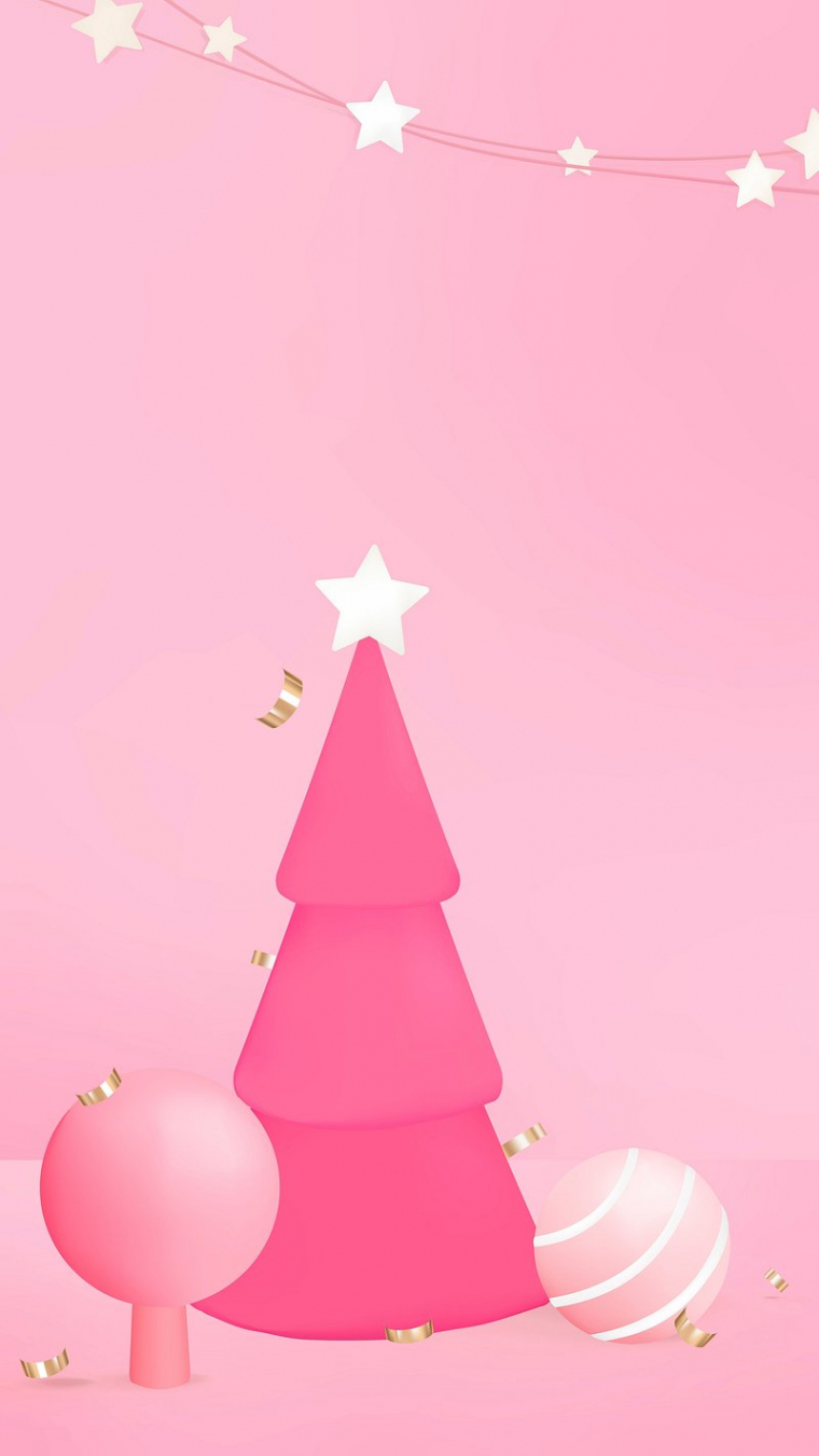 Pink Christmas iPhone wallpaper, cute  Free Vector - rawpixel