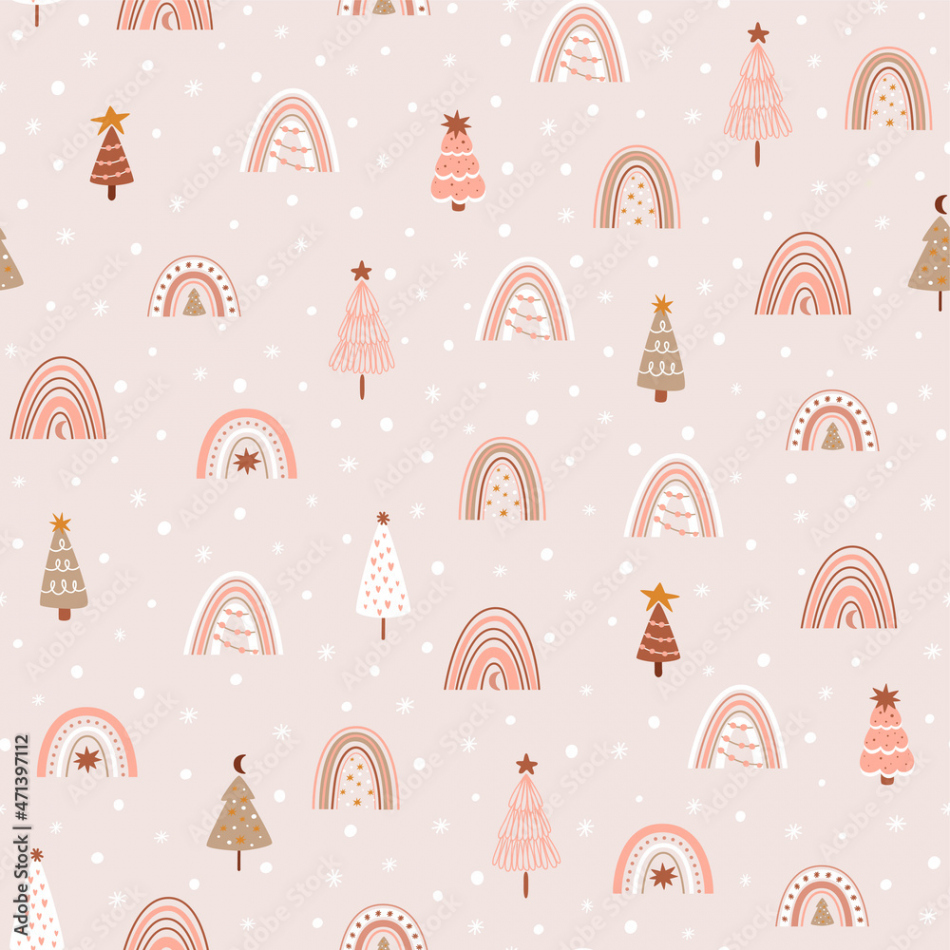 Pink christmas rainbows Christmas tree pattern