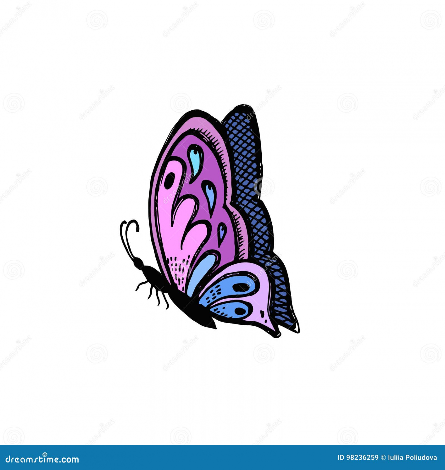 Pop Art Style Butterfly Sticker Stock Illustration - Illustration