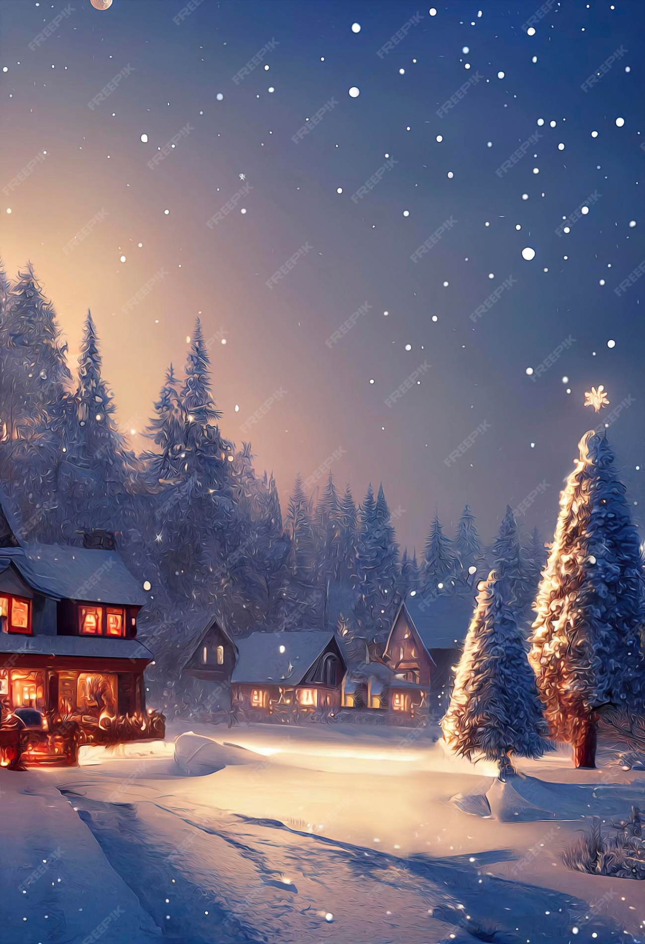 Premium Photo  Christmas landscape wallpaper beautiful winter