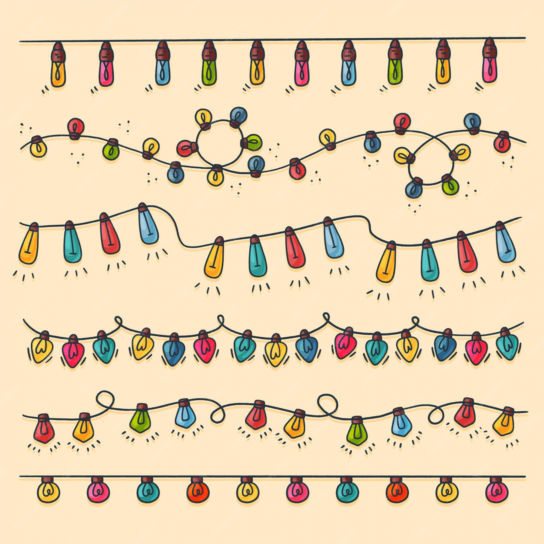 Premium Vector  Christmas lights collection handdrawn, vector