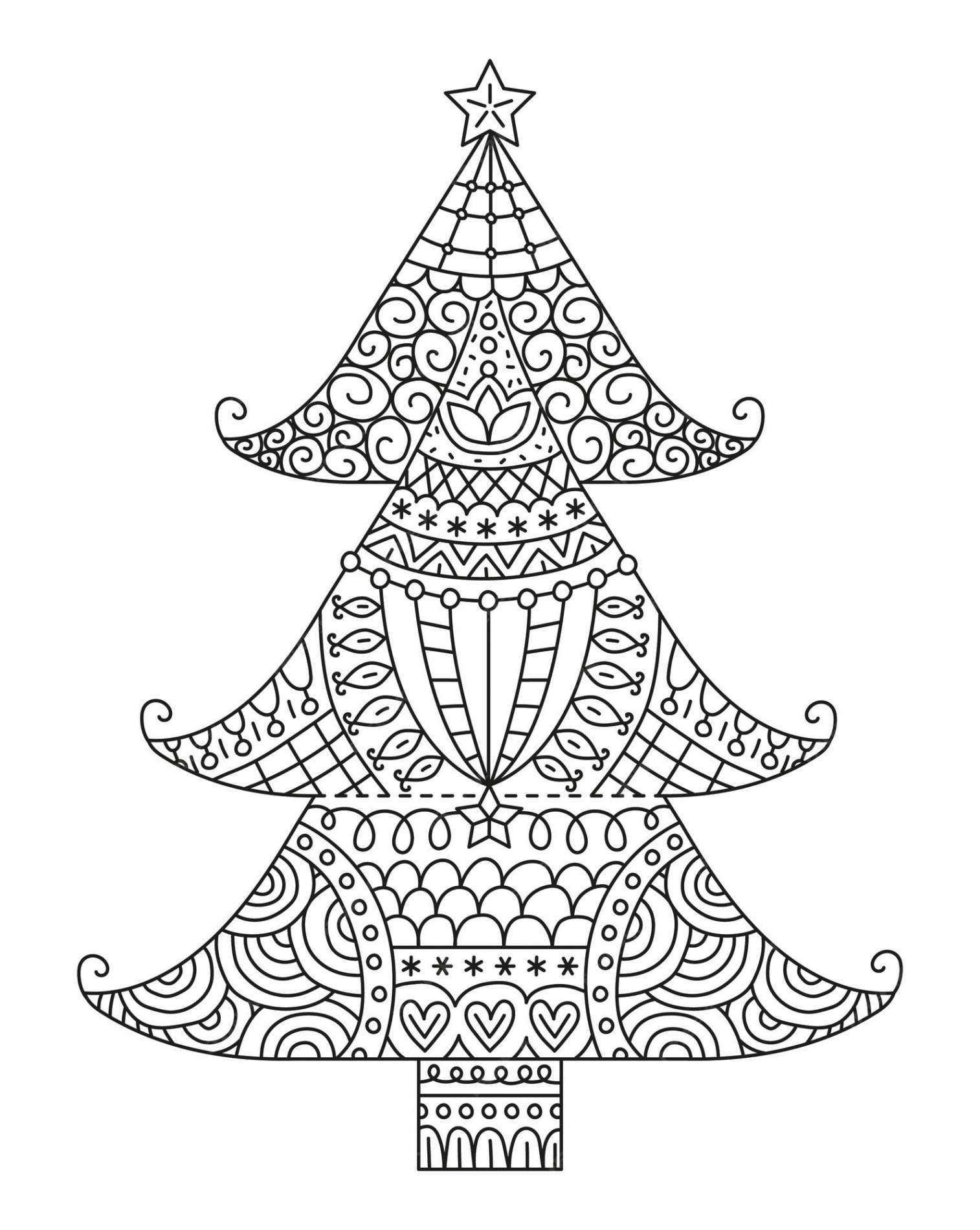 Premium Vector  Christmas tree zentangle coloring page