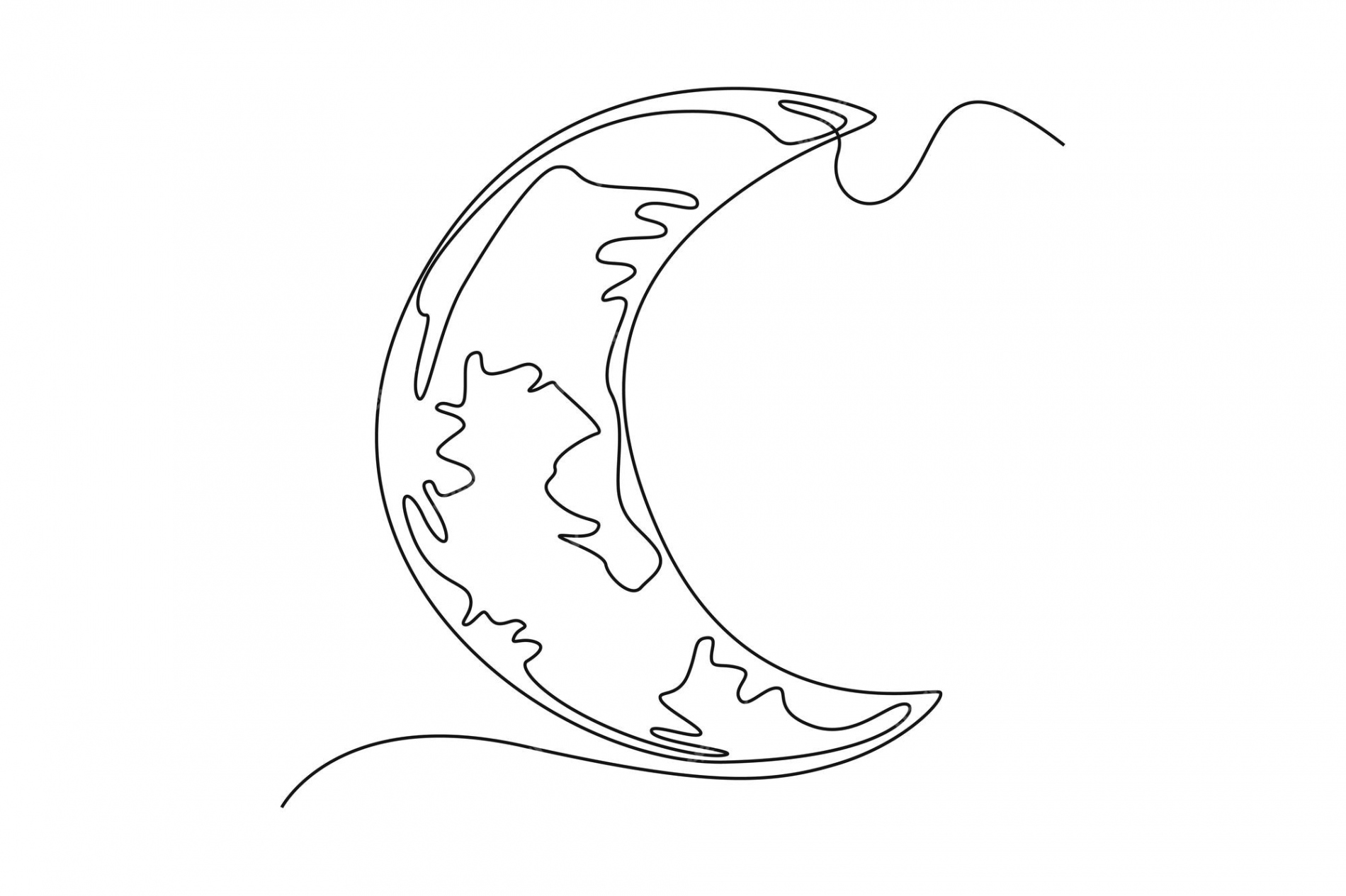 Premium Vector  Continuous one line drawing crescent moon outer