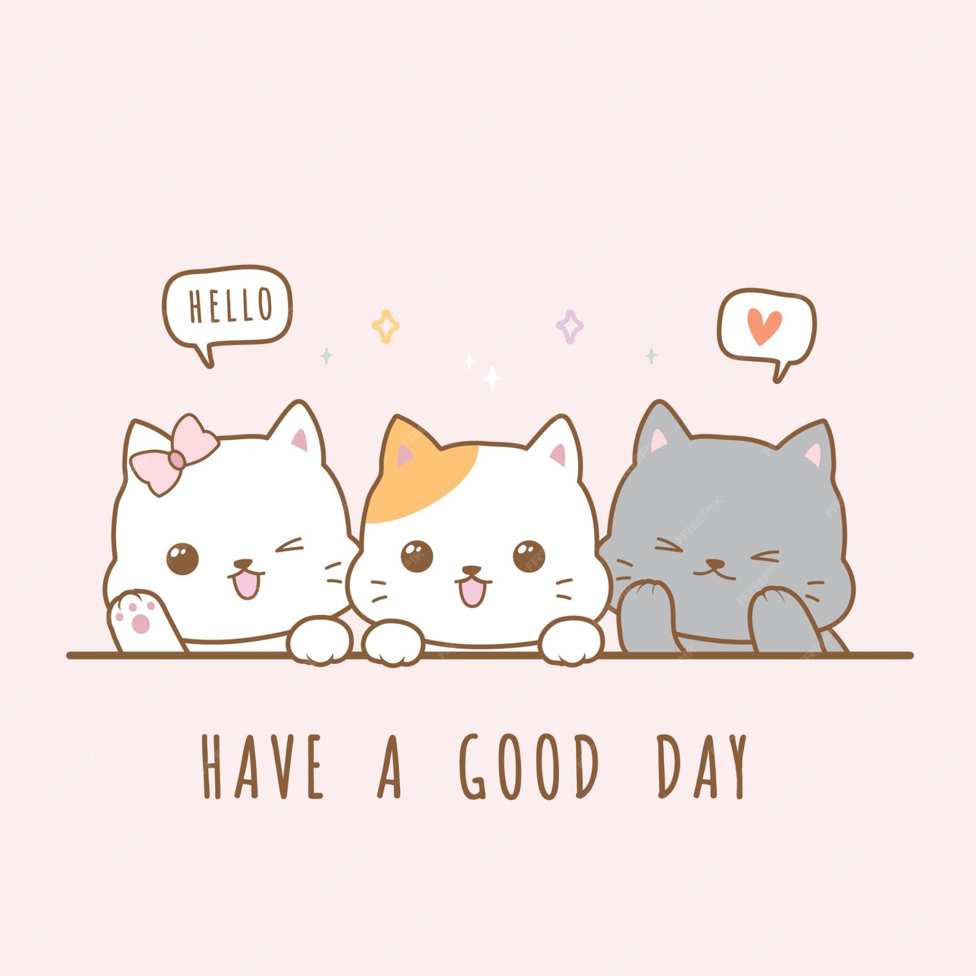 Premium Vector  Cute cat kitten greeting cartoon doodle wallpaper