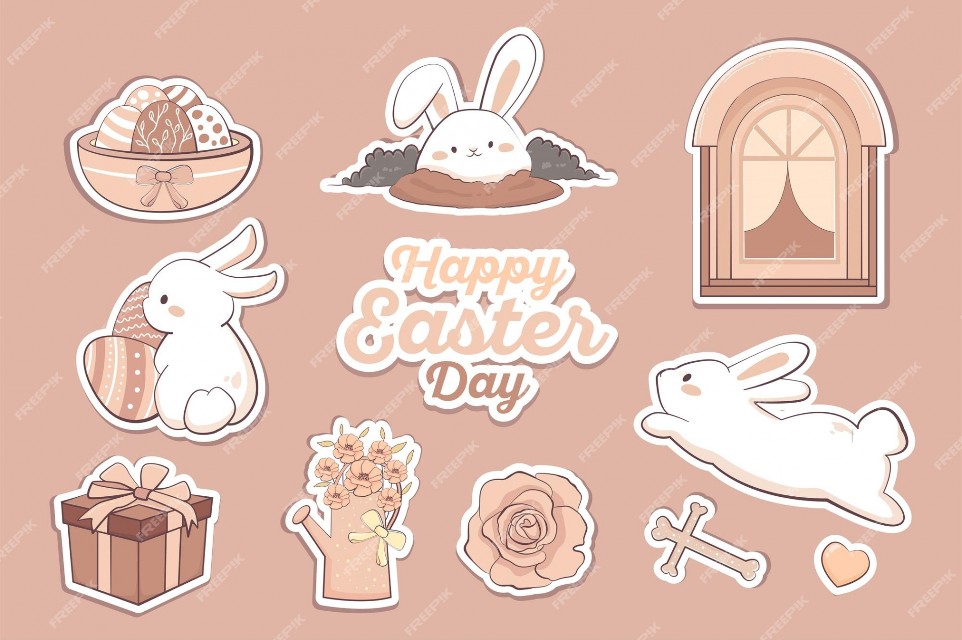 Premium Vector  Cute kawaii sticker bunny for easter day and