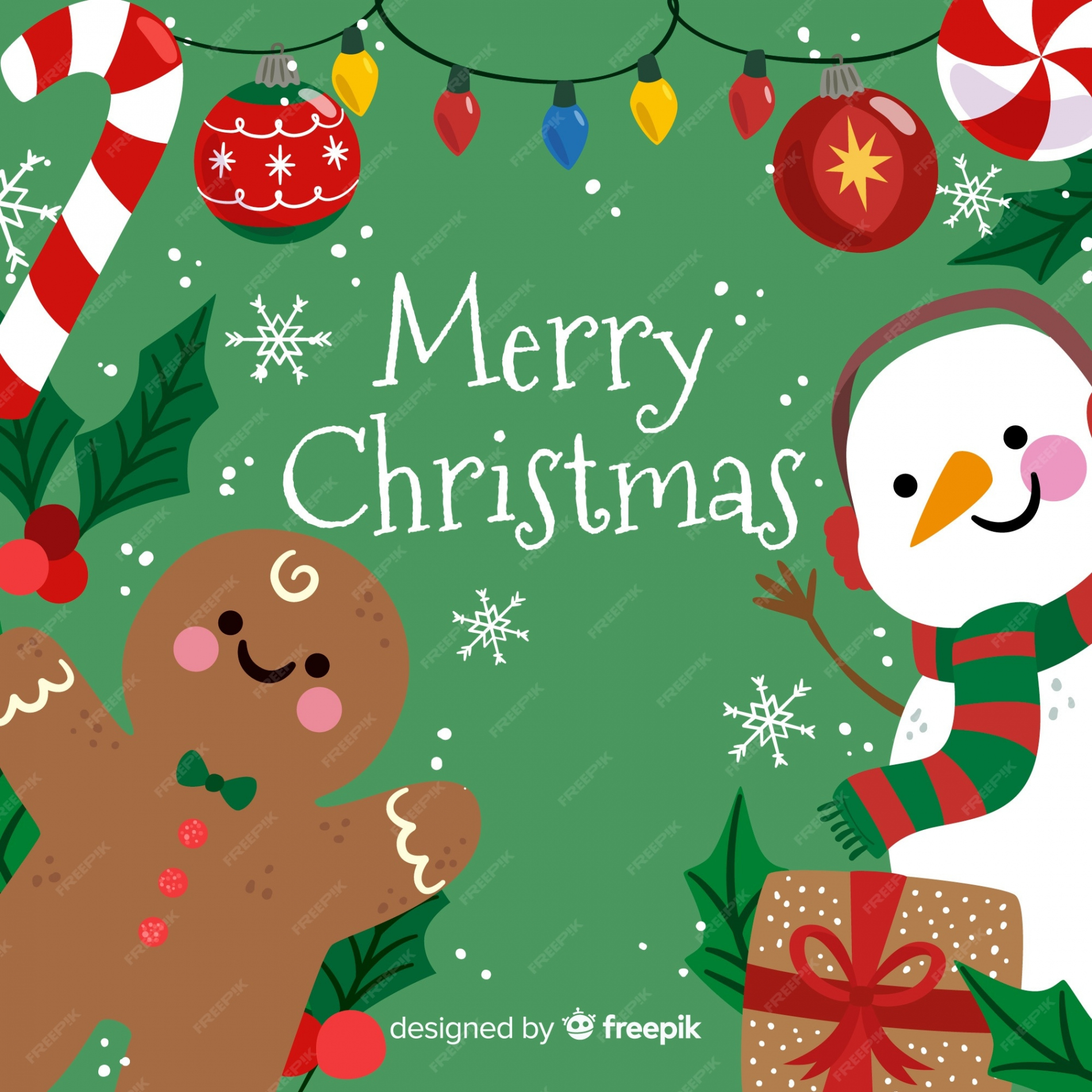 Premium Vector  Cute merry christmas background with snowman and