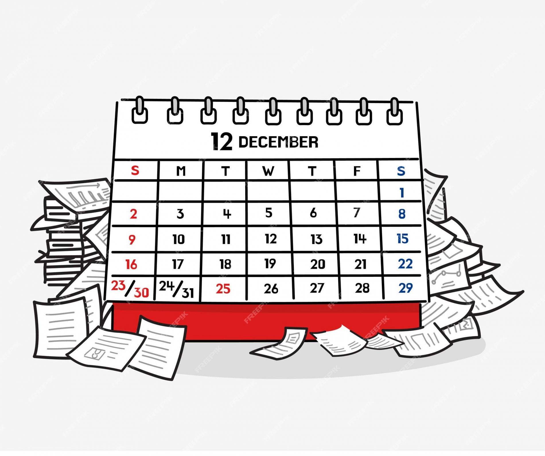 Premium Vector  December calendar illustration set desk month