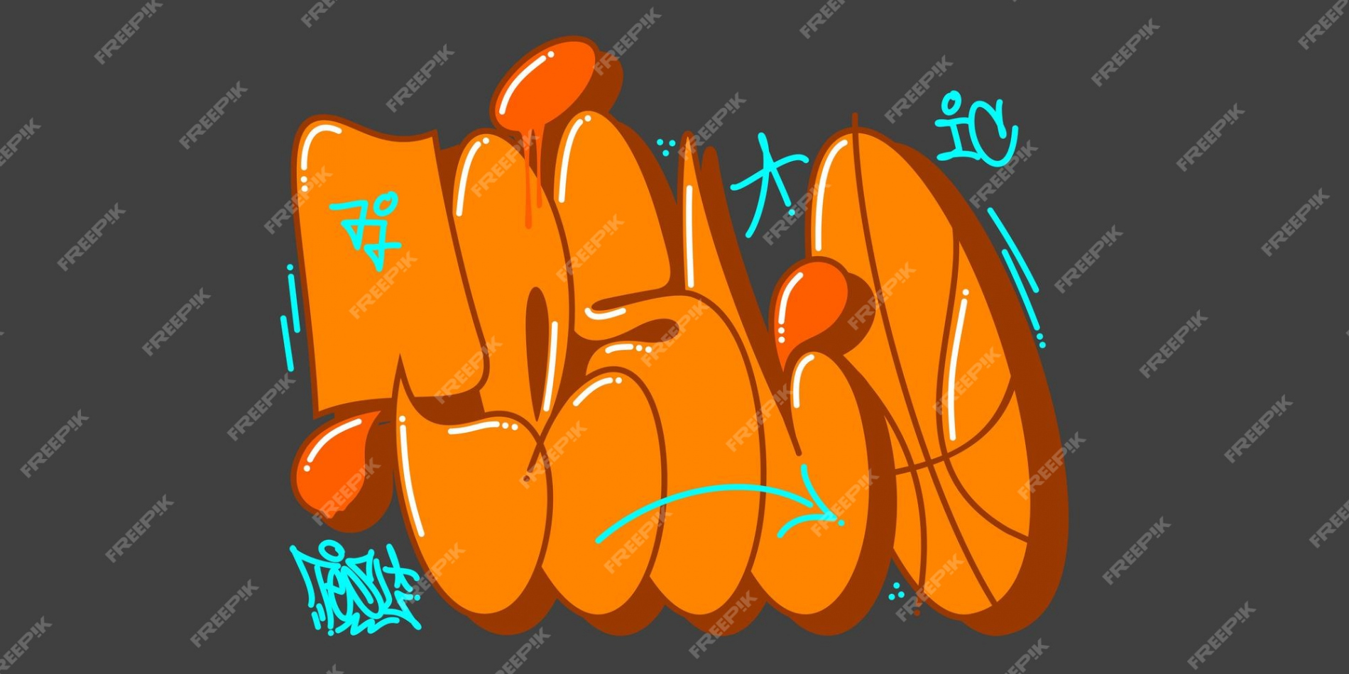 Premium Vector  Orange abstract urban graffiti street art word