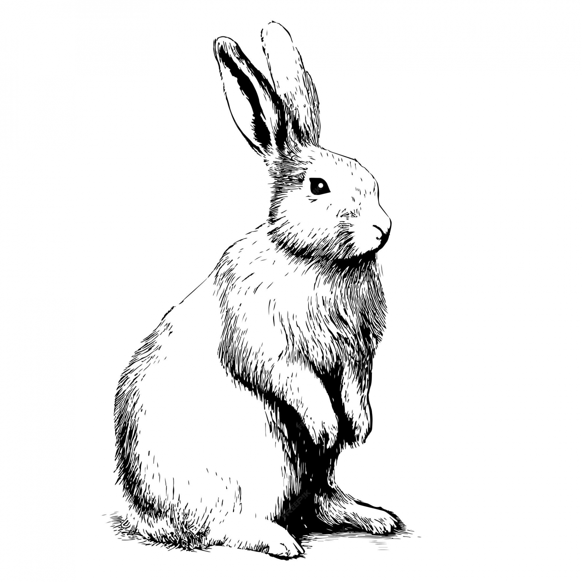 Premium Vector  Rabbit sitting sketch hand drawn side view