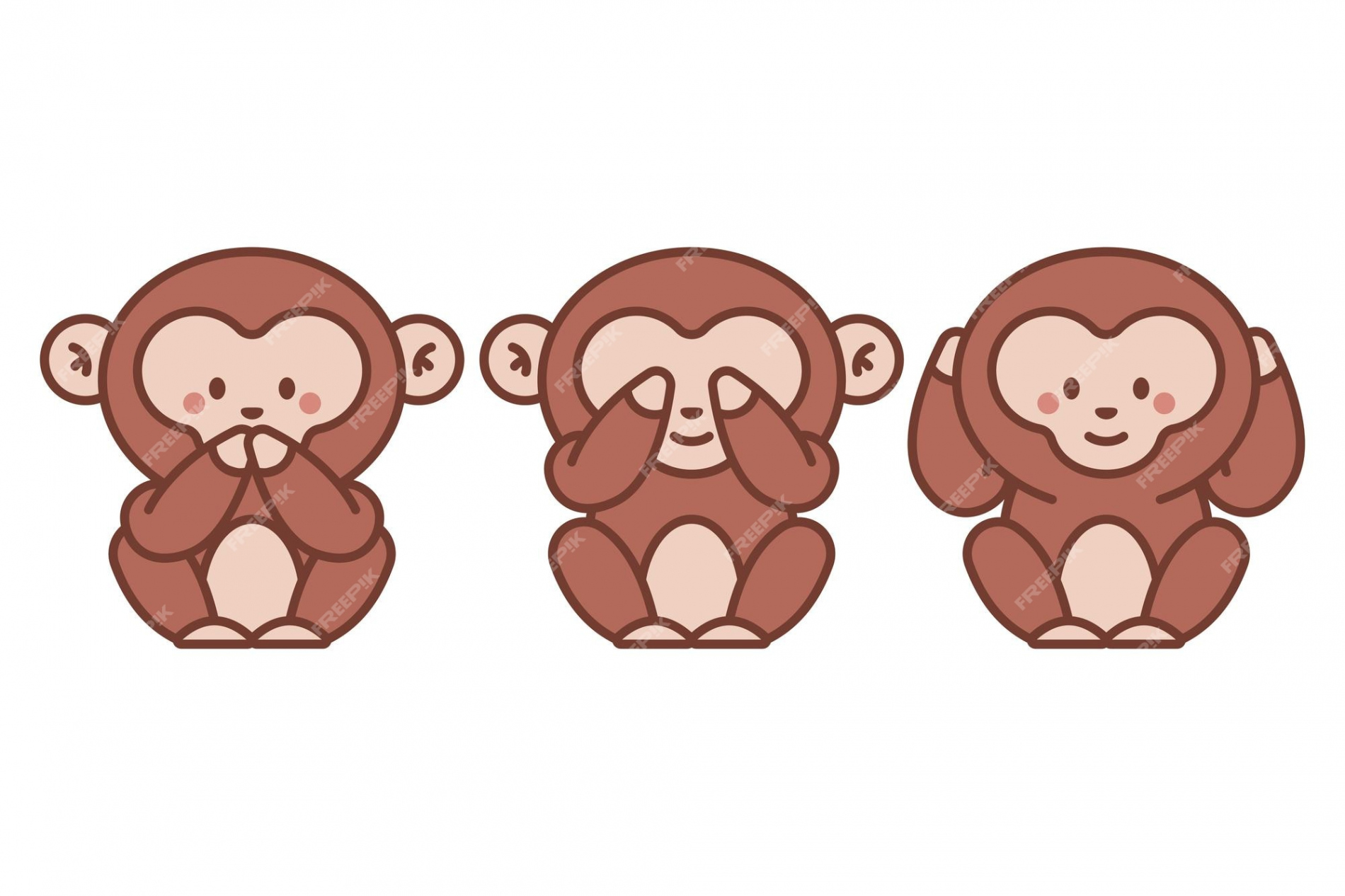 Premium Vector  Three wise monkeys vector cartoon illustration