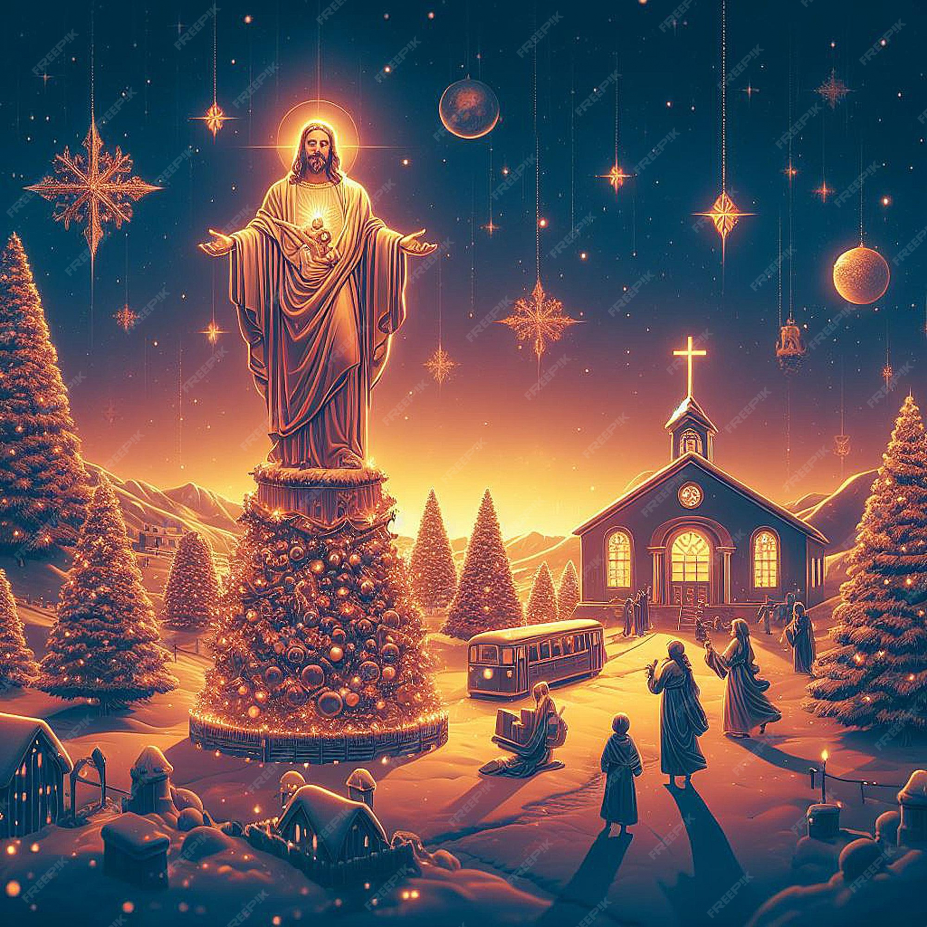 Premium Vector  Trendy festive xmas christmas christian jesus