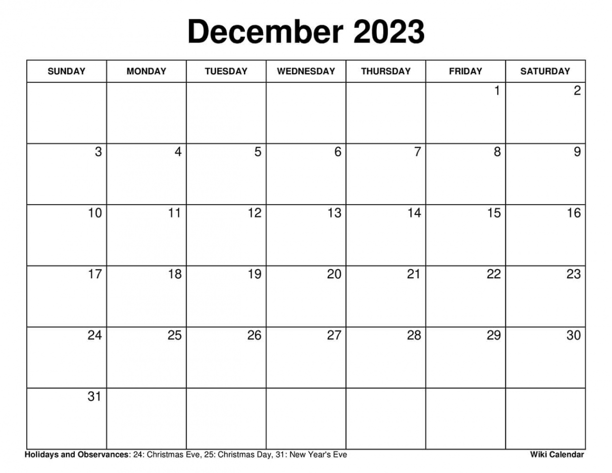 Printable December  Calendar Templates With Holidays - Free