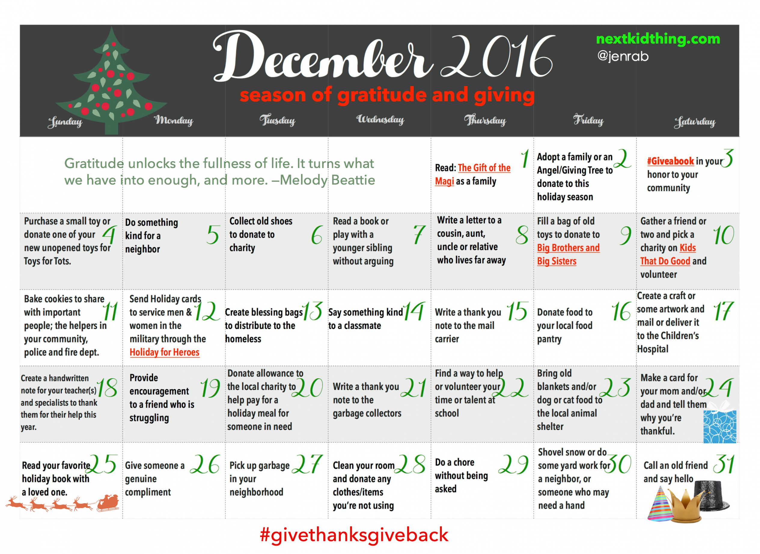 Printable Gratitude Advent Calendar – The Next Kid Thing