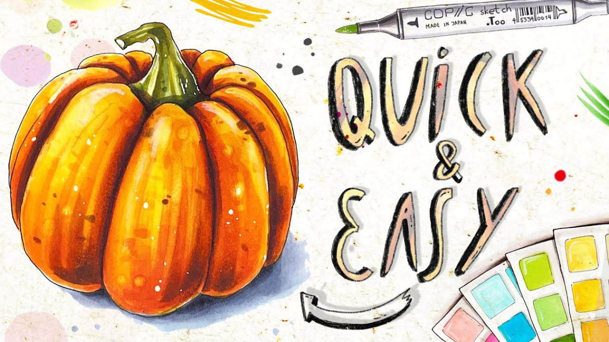 Pumpkin tutorial for beginners  Coloring pumpkin with Copic markers