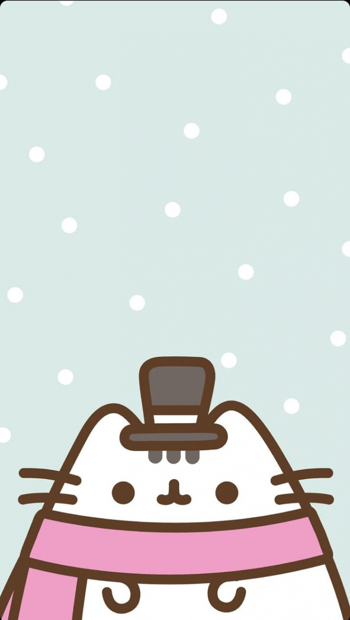 pusheen winter wallpaper !!  Iphone wallpaper cat, Kawaii