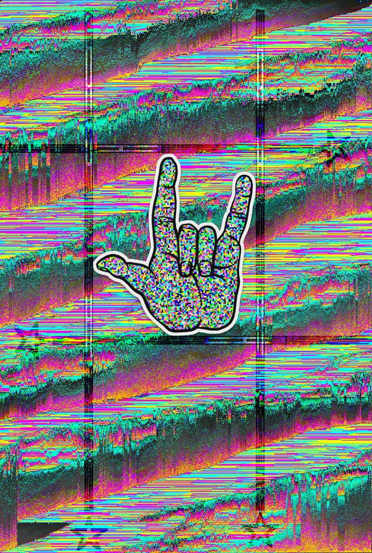 Rad v, asl, colorful, glitch, hand, lines, rad, trippy, HD phone