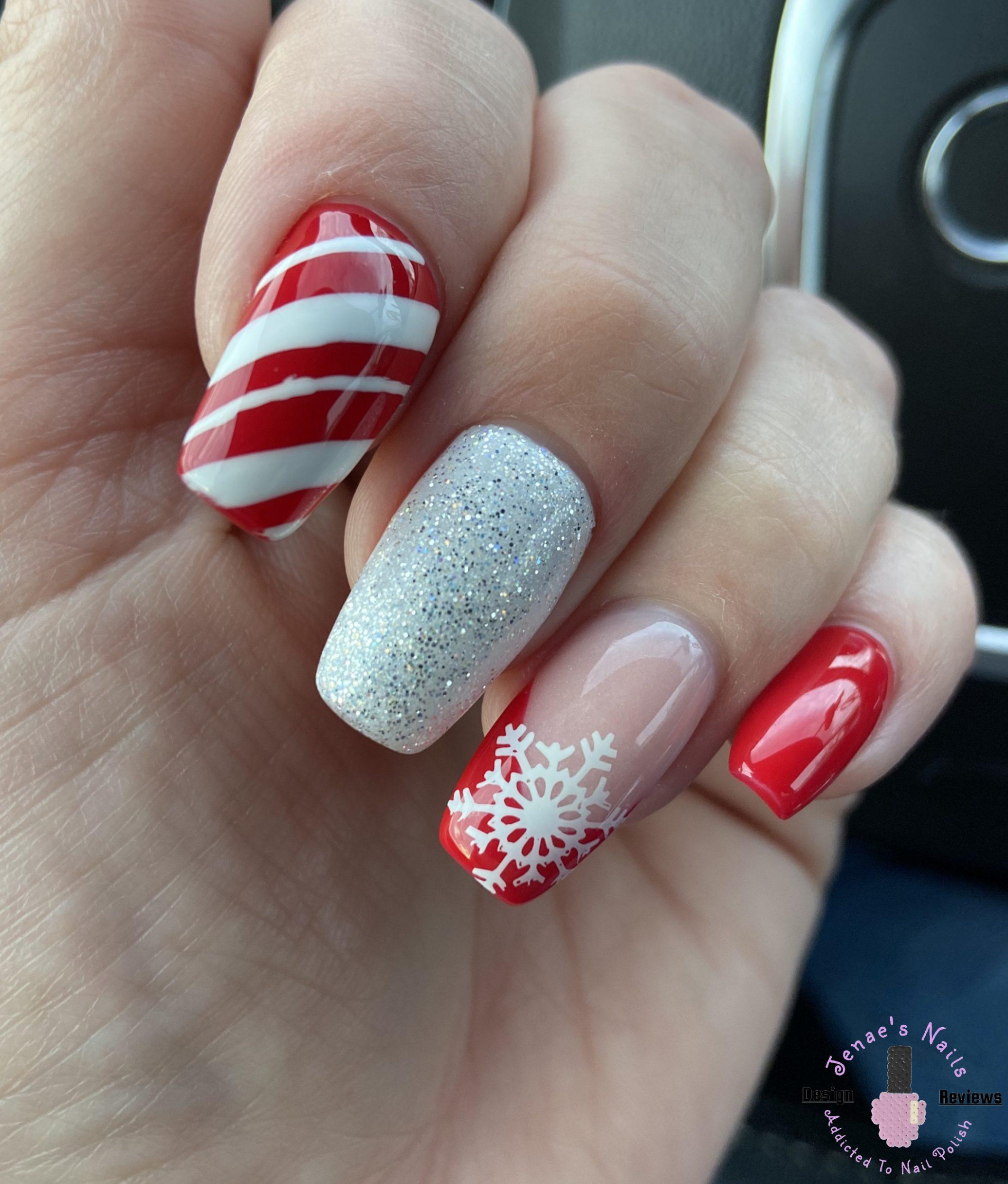 Red and White Christmas Nails - Jenae