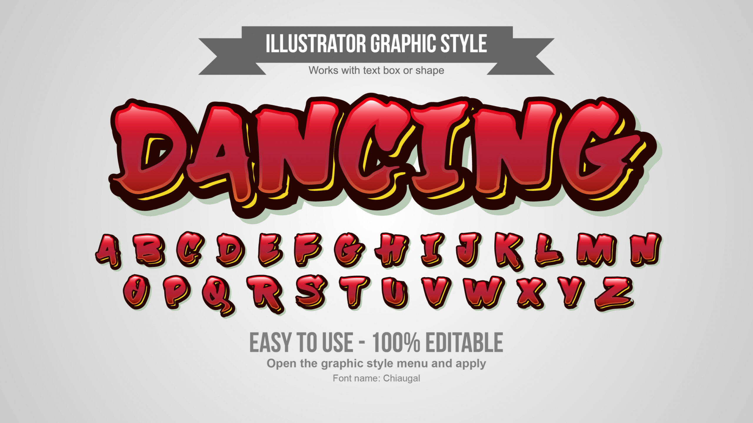 Red and Yellow Bold Bright Graffiti Text Effect  Vector Art