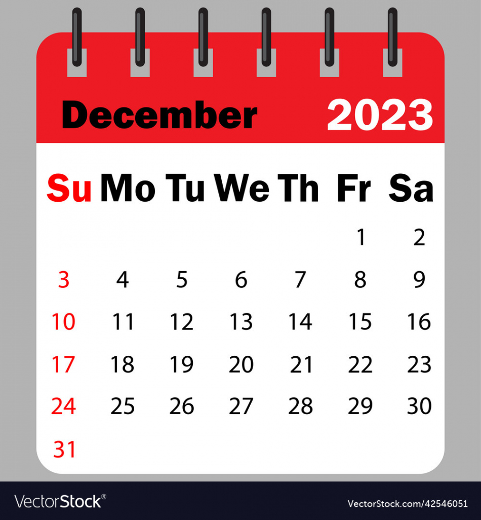 Red calendar december  on a spiral Royalty Free Vector