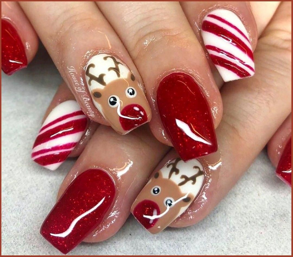 Reindeer Nail design  Christmas nail designs, Christmas nails