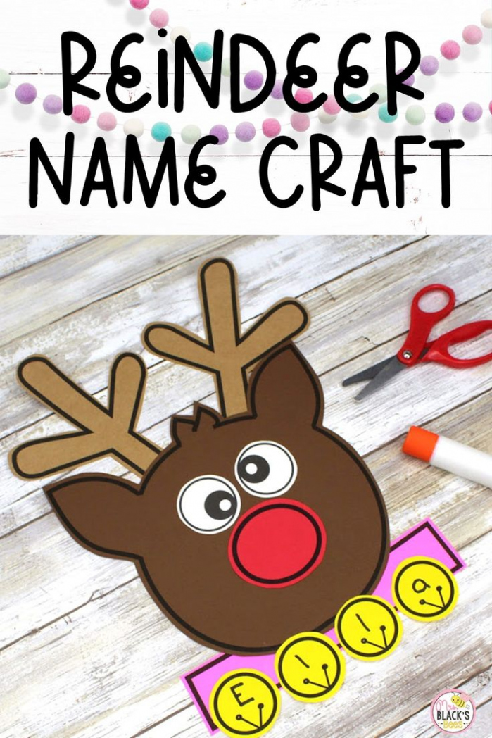 Reindeer Name Craft  Kindergarten crafts, Name crafts, Preschool