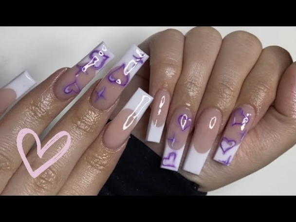 s AIRBRUSHED HEART NAIL ART!  French Tip FILL IN!  Valentines Day Nails