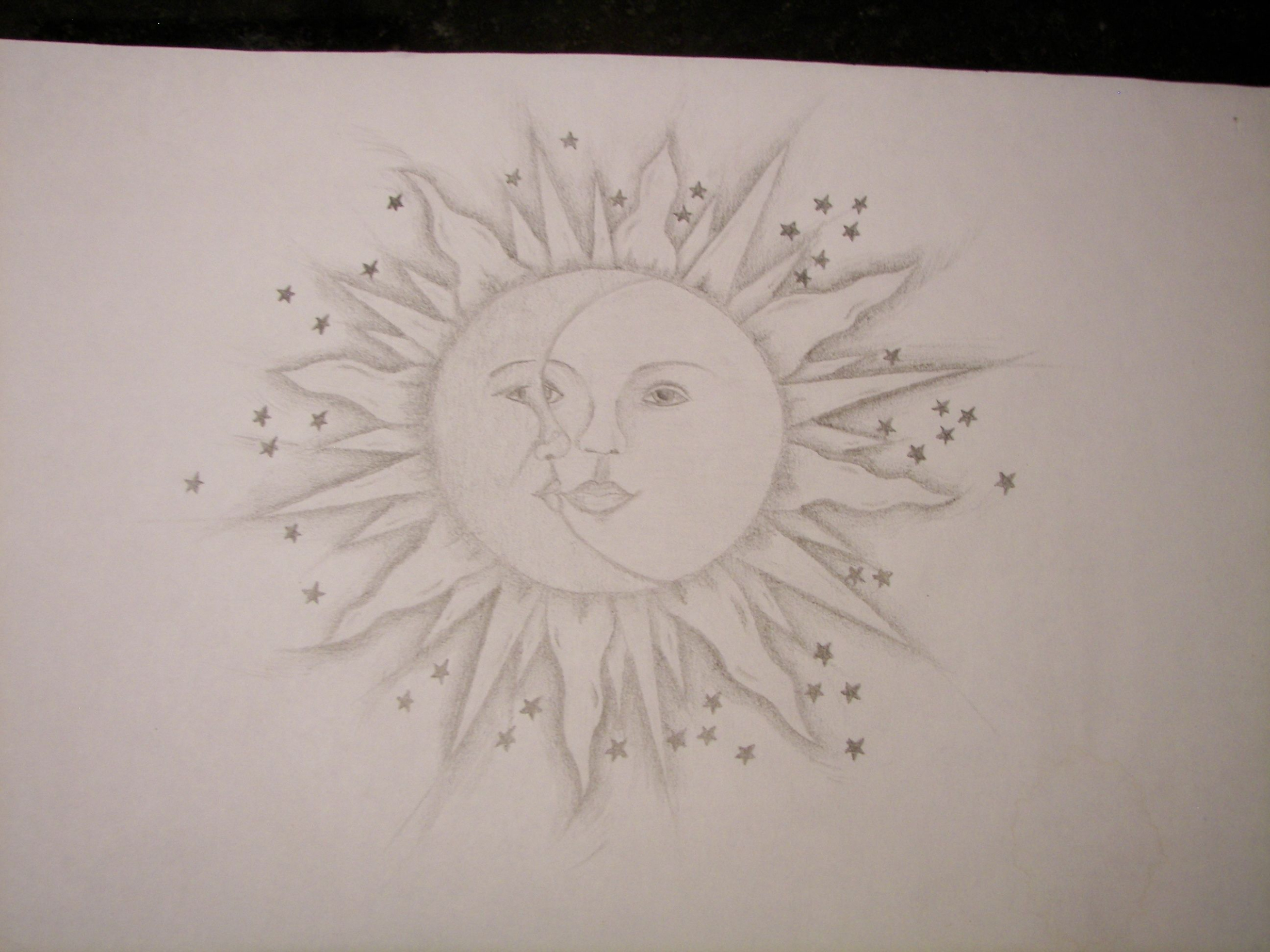 S - SUN & MOON DRAWING (pencil)  Sun and moon drawings, Drawings