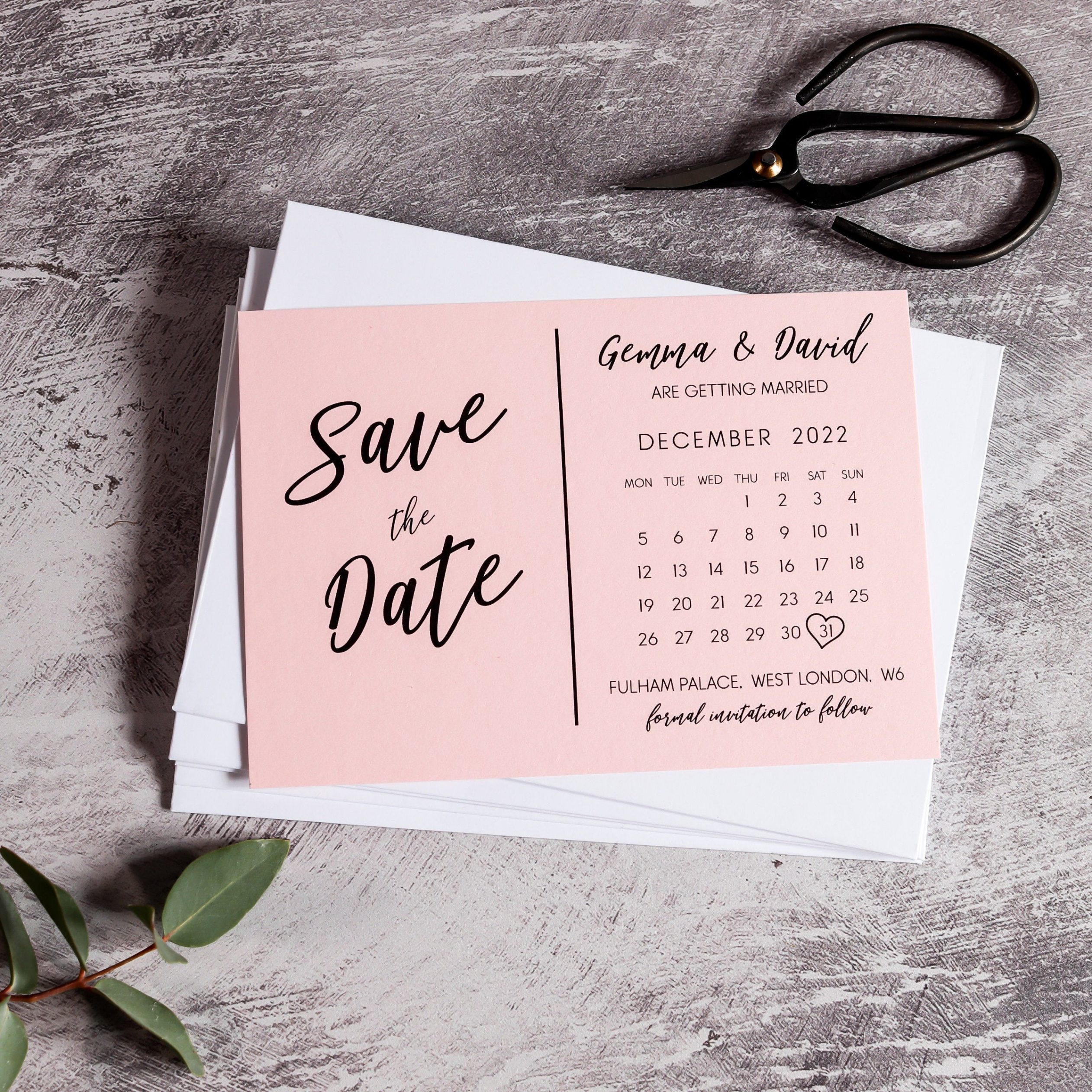 Save the Date Kalenderkarten in Pink moderne - Etsy