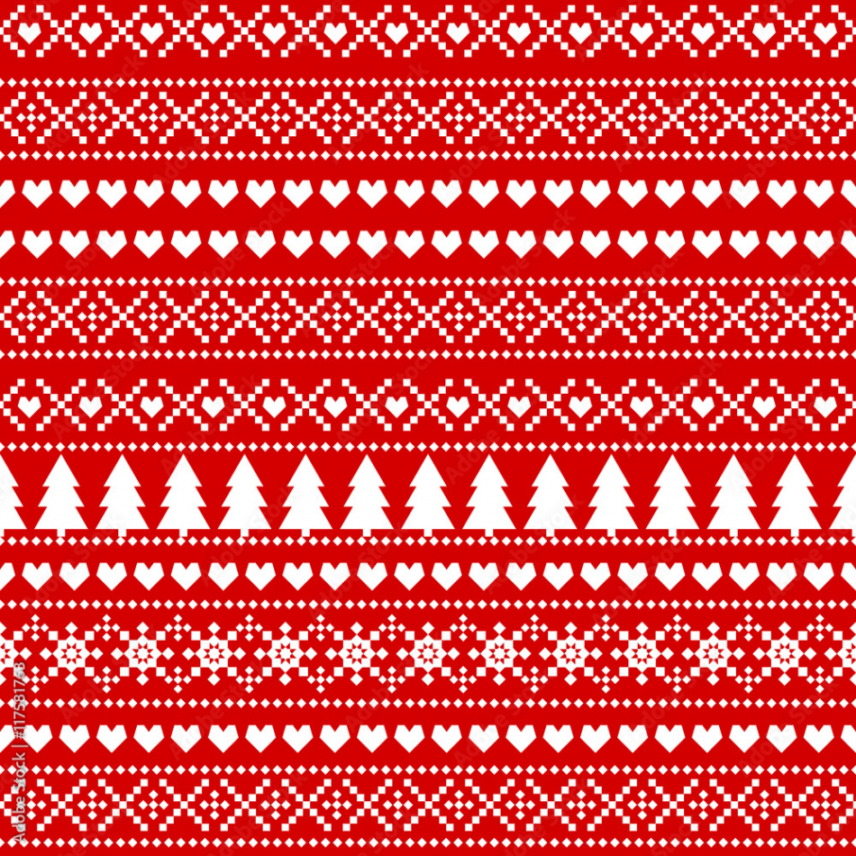 Seamless Christmas background, card - Scandinavian sweater style