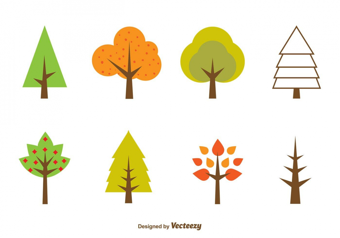 Seasonal Minimal Tree Vectors  Tree line drawing, Mini drawings