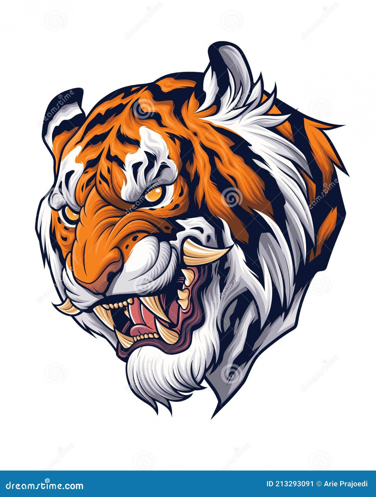 Side View Tiger Head Stock Illustrations –  Side View Tiger