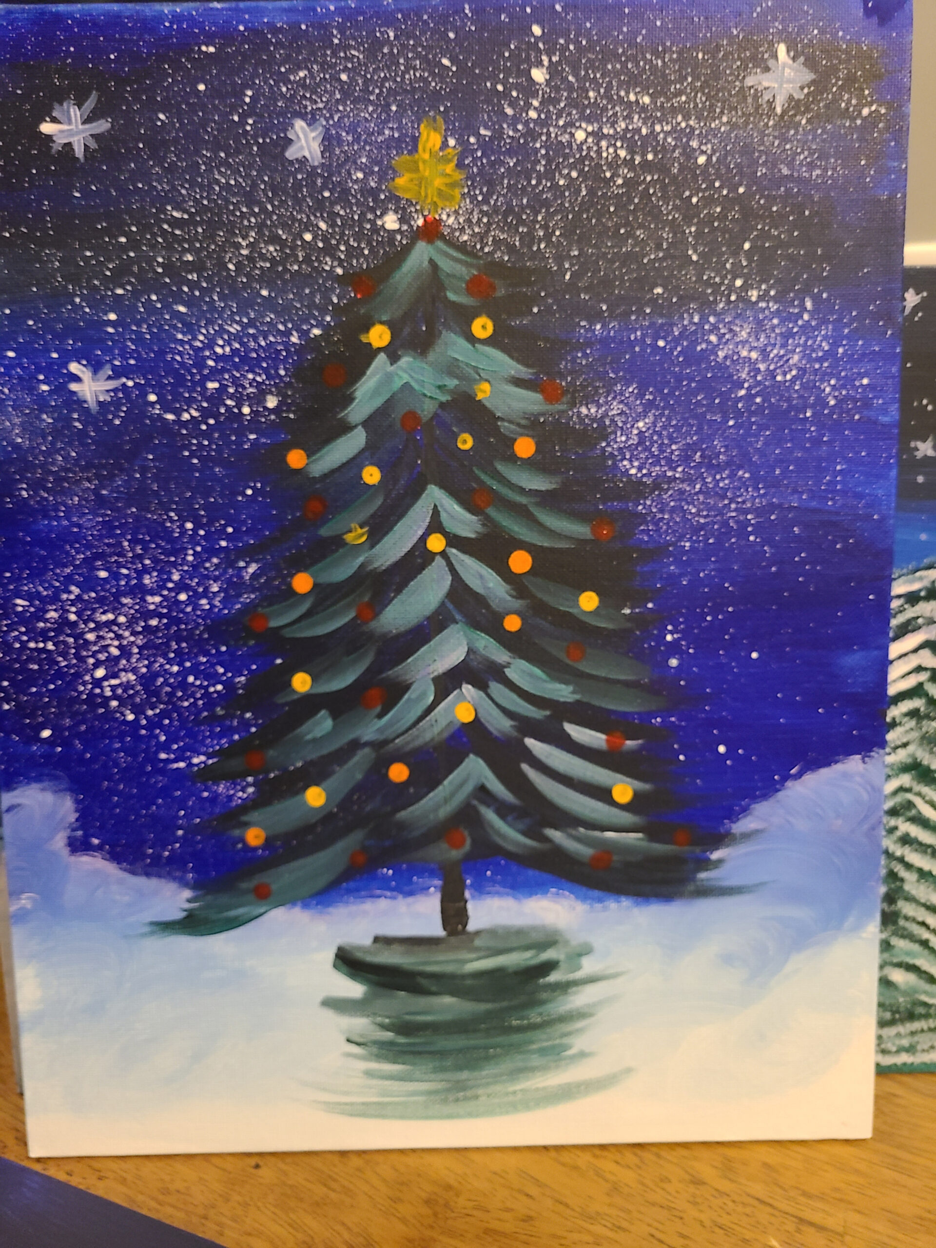 Simple Christmas TREE Step By Step Acrylic Painting On Canvas For