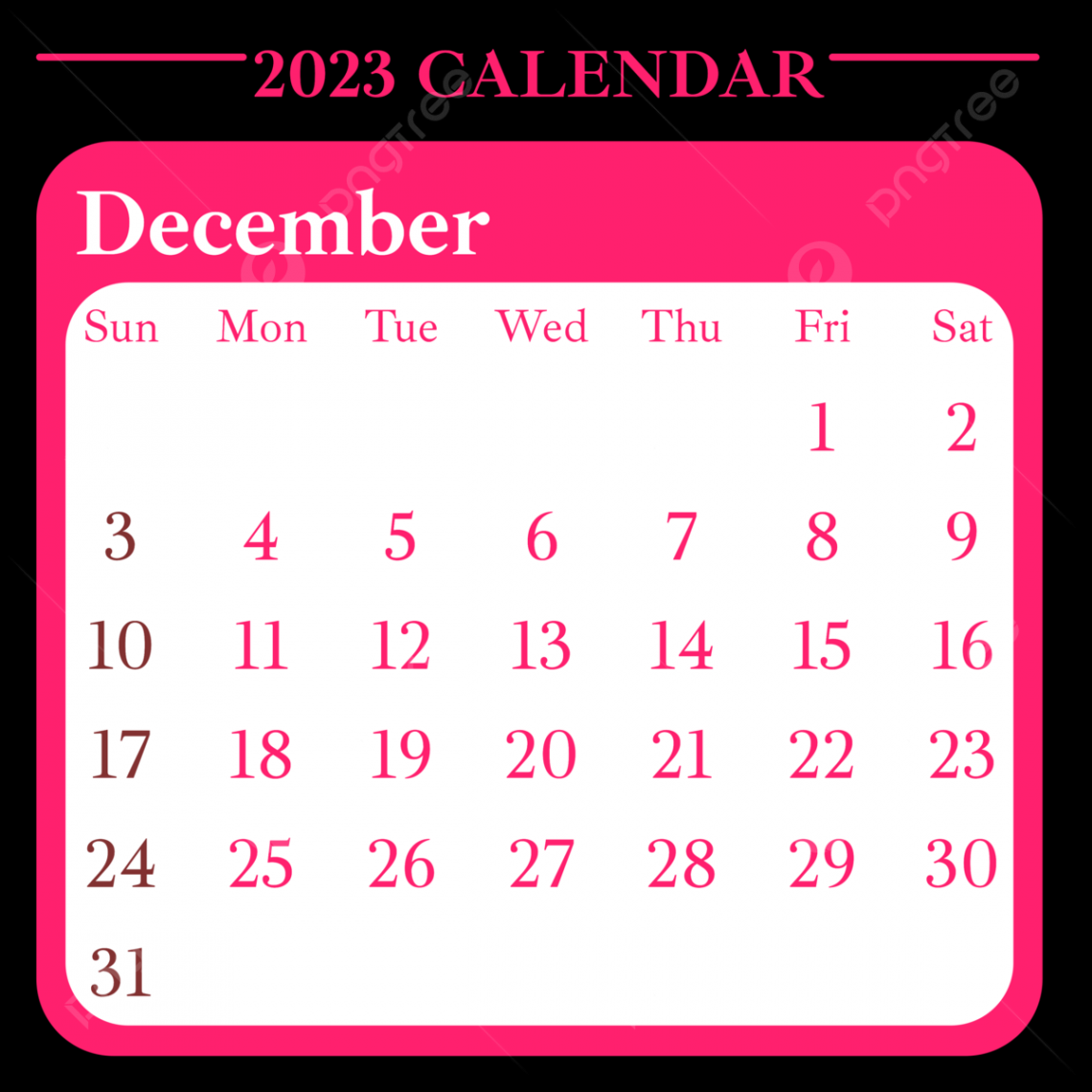 Simple Style Pink December  Calendar, December  Calendar