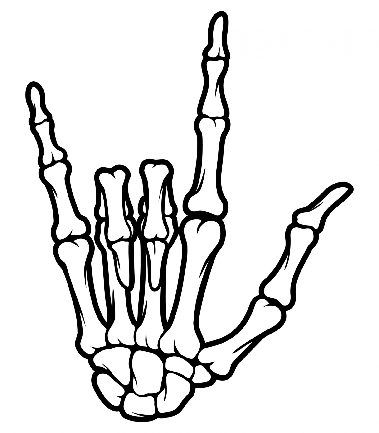 Skeleton bone I Love You hand sign illustrations  Vector