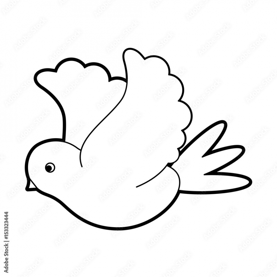 sketch silhouette image side view dove bird flying vector