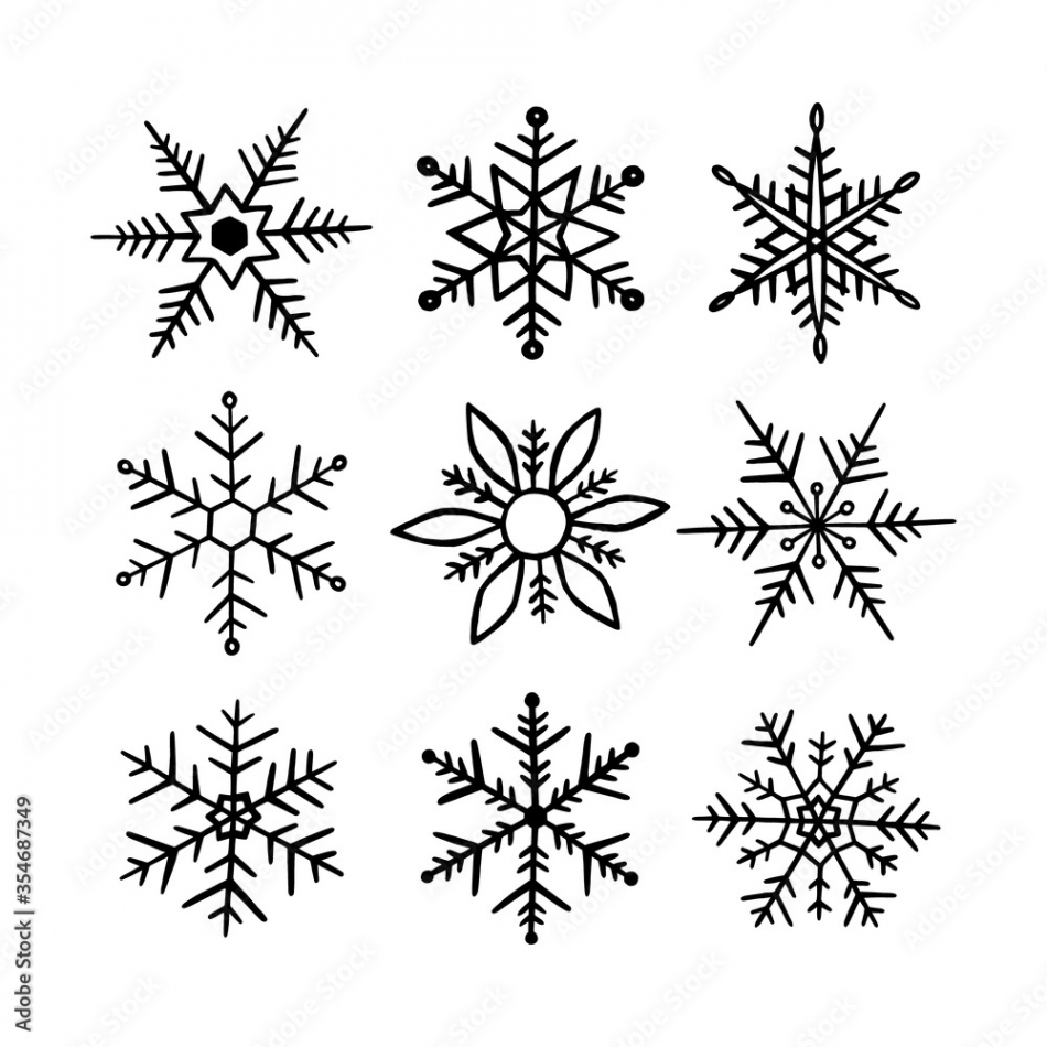 Snowflake doodle. Handdrawn snowflakes